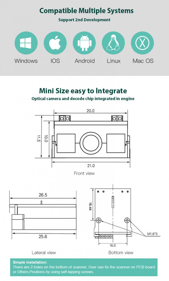 Linear Ccd Raspberry Pi Raspberry Pi 300 مرة / ثانية 50mA Qr Code Scanner Module Linear TTL